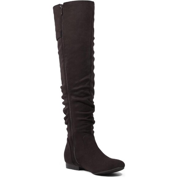 Dream Pairs Women's Brown Lace up Side Zip Over The Knee Thigh High Winter Boots - Picture 3 of 6